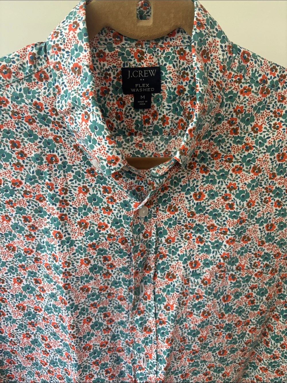 J. Crew Men's Short-Sleeve Floral Button-Down Shirt in Coral & Teal